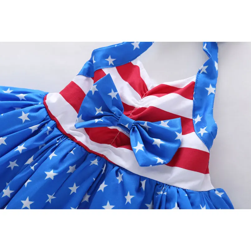 New Style Summer Baby girls Sling dress Open back clothing children printed star stripe kids Toddler Casual clothes | Детская одежда и