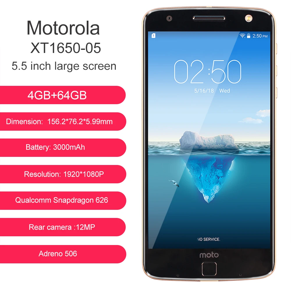 Оригинальный Motorola MOTO Z XT1650 05 Snapdragon 820 5 дюймов 2560X1440 2 К 4G B Оперативная память 6