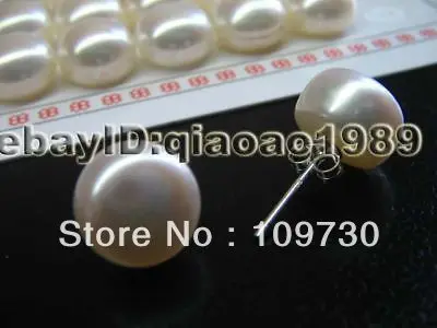 Ry00121 оптовая продажа 100 пар 10 мм Серьги из пресноводного жемчуга 925 серебряные