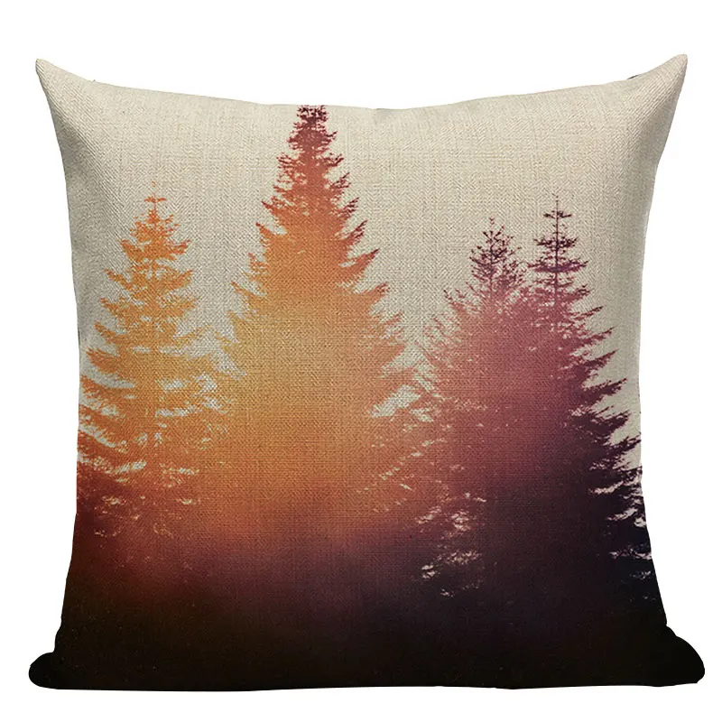 Дикой природы виид Утренний лес елка подушка покрытие льняная из хлопка с