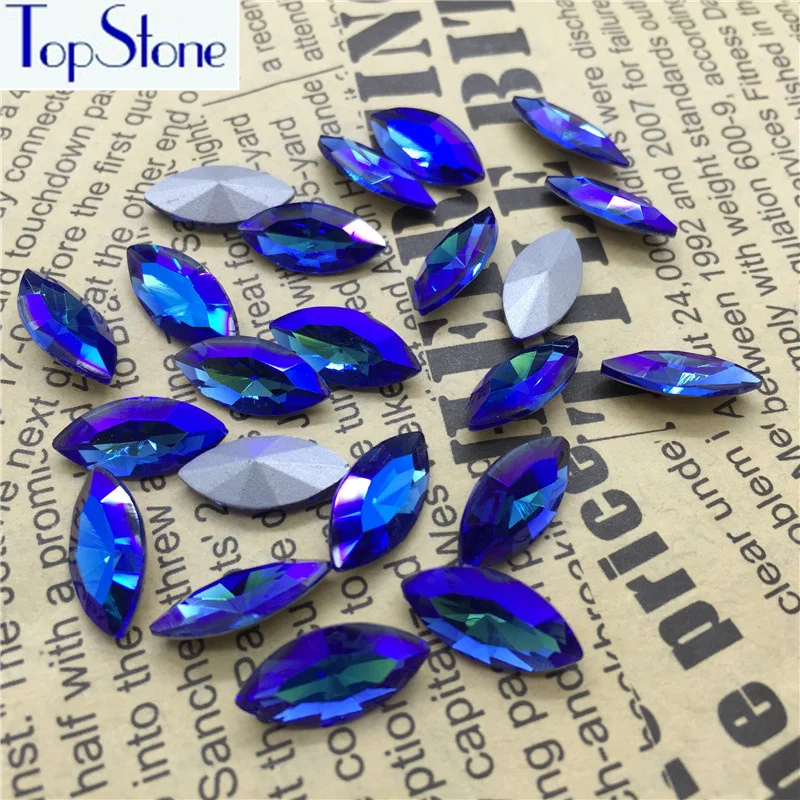 Lt Blue AB Glass Crystal Navette 10X5 15x4 18x9 15x7 27x13 32x17 35x10 48x13mm Pointed Back Marquise Rhinestone Dress Making | Дом и сад