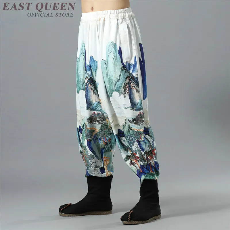 Китайская традиционная кунг фу ушу Брюки Одежда для мужчин мужские льняные