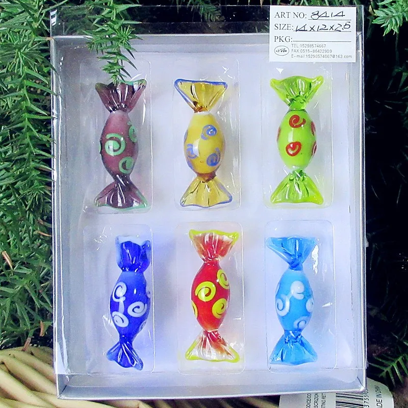 6 шт на заказ Антикварные ручные муранские стеклянные конфеты скульптура