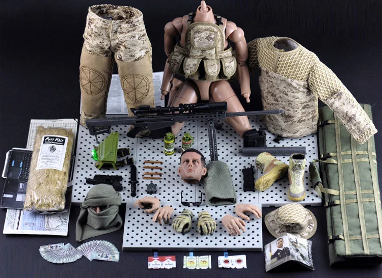Моделирование военный 1:6 масштаб Снайпер Фигурки кукла 12 дюймов армейские солдаты с снайперской винтовкой Пустыня Ghillie костюм модель игрушки