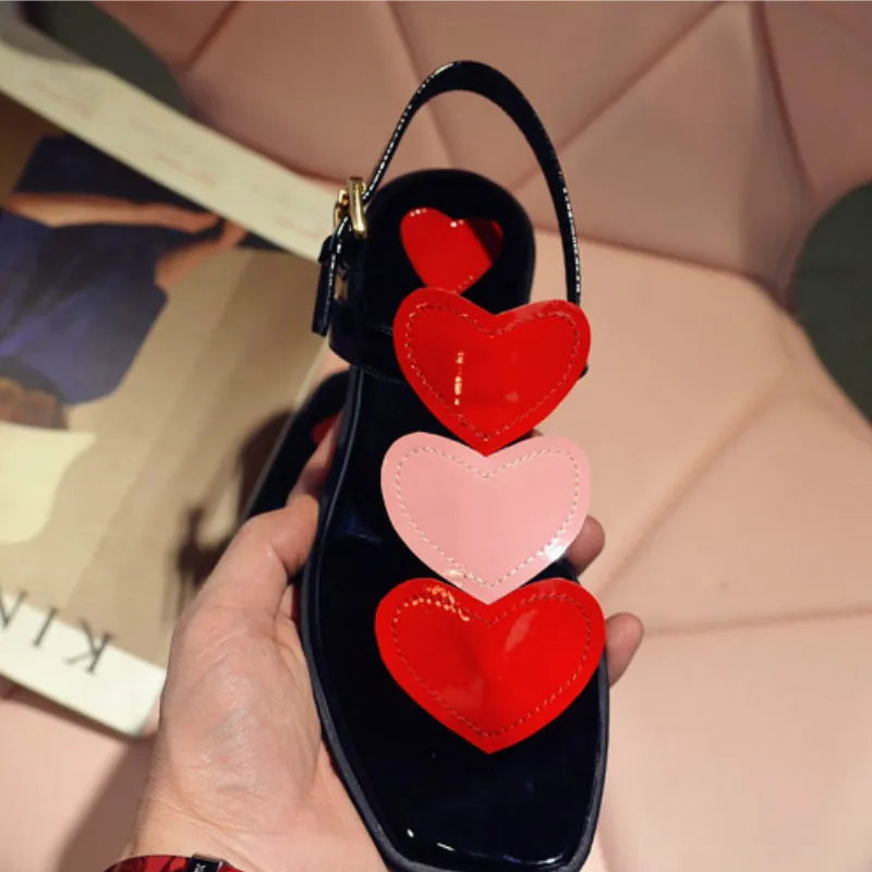 Европа размер 33 40 женщин из натуральной кожи плоские сандалии 2017 красный розовое