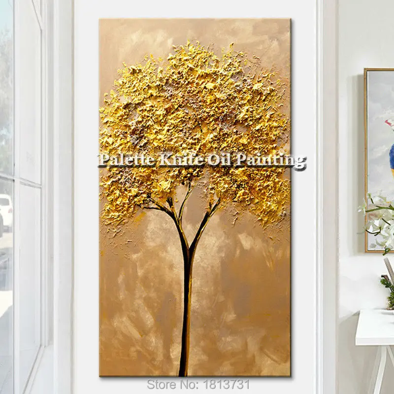 

Modern Hand Painted palette knife 3D texture Flower and Tree on Canvas Oil Painting Wall Pictures For Living Room decorative 4