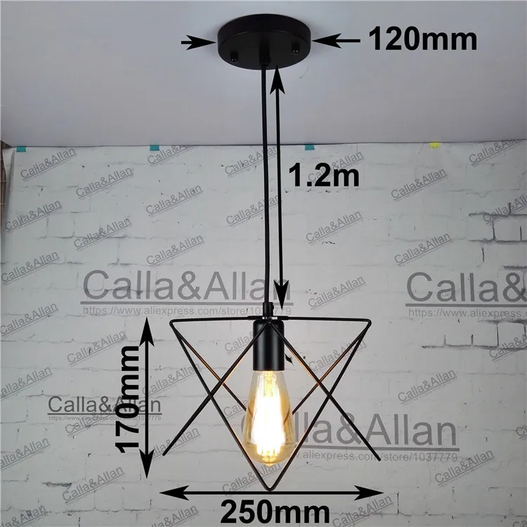 Винтажная Подвесная лампа Эдисона винтажная промышленная E27 с держателем