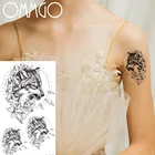 Временные татуировки OMMGO с геометрическими бриллиантами, волком, для детей, черные татуировки с животными, наклейка на тело, руку, водостойкая бумага