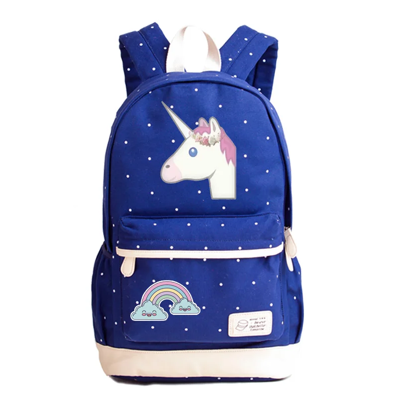 New Summer Style Rainbow Unicorn Printing Backpack Canvas School Bags for Teenage Girls Candy Color Women Backpack Rucksack