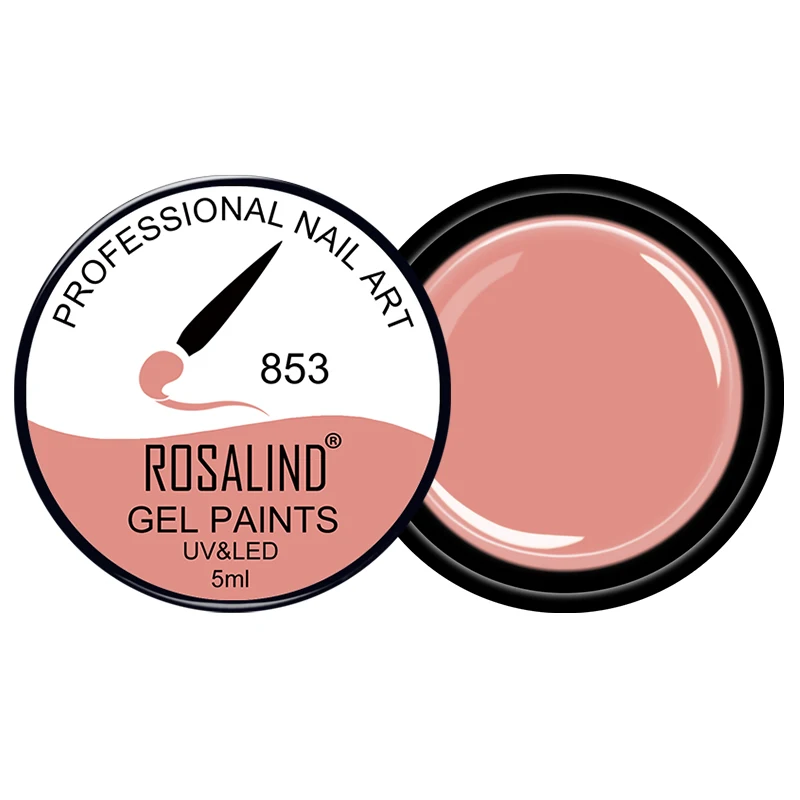 Профессиональный замачиваемый светодиодный гель для ногтей, арт Rosalind, фирменный пигмент, розовый, красный, телесный стиль, красочная живопись, УФ-гель для ногтей - Цвет: 853