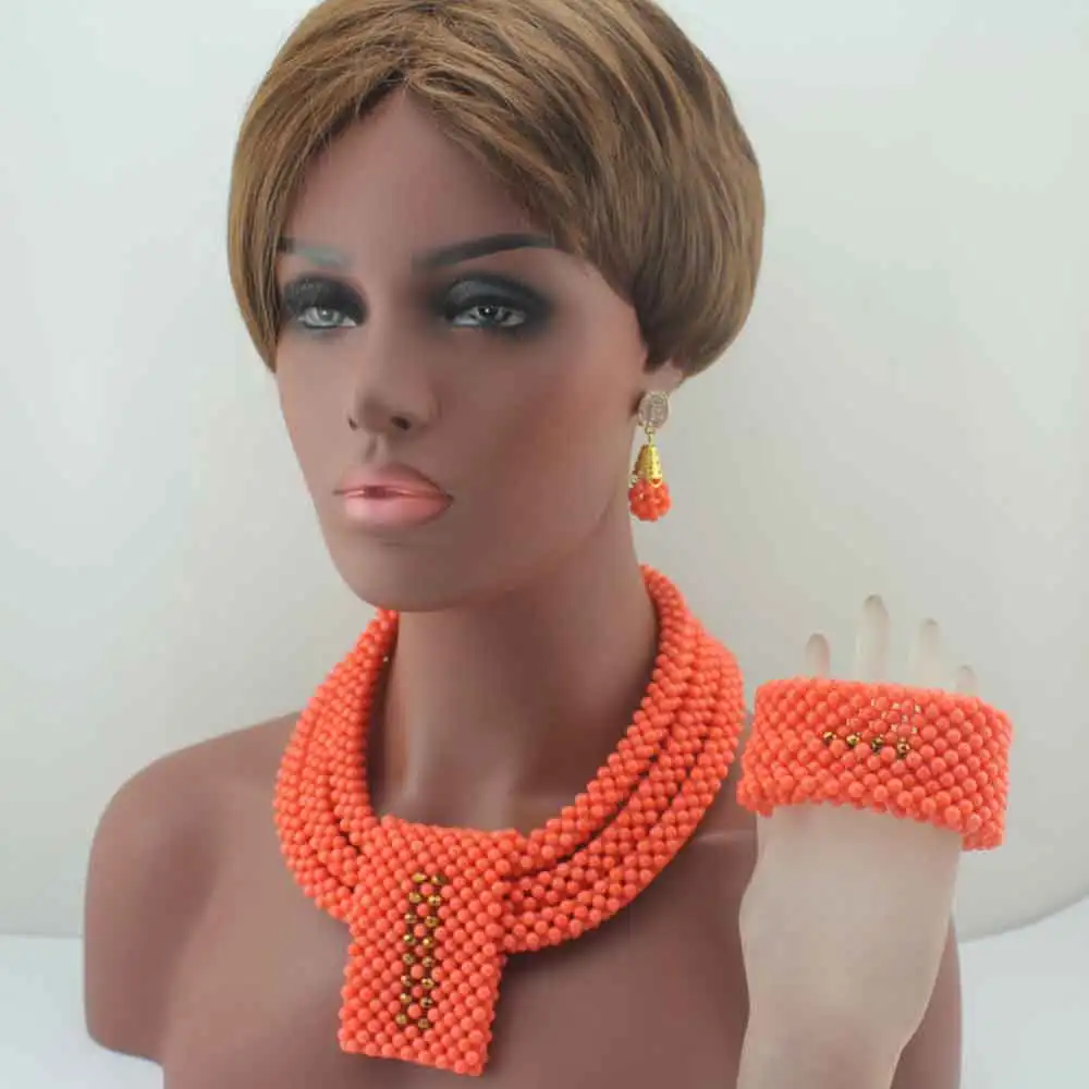 Роскошные оранжевые Коралловые бусы Ювелирные наборы ручной работы Африканские