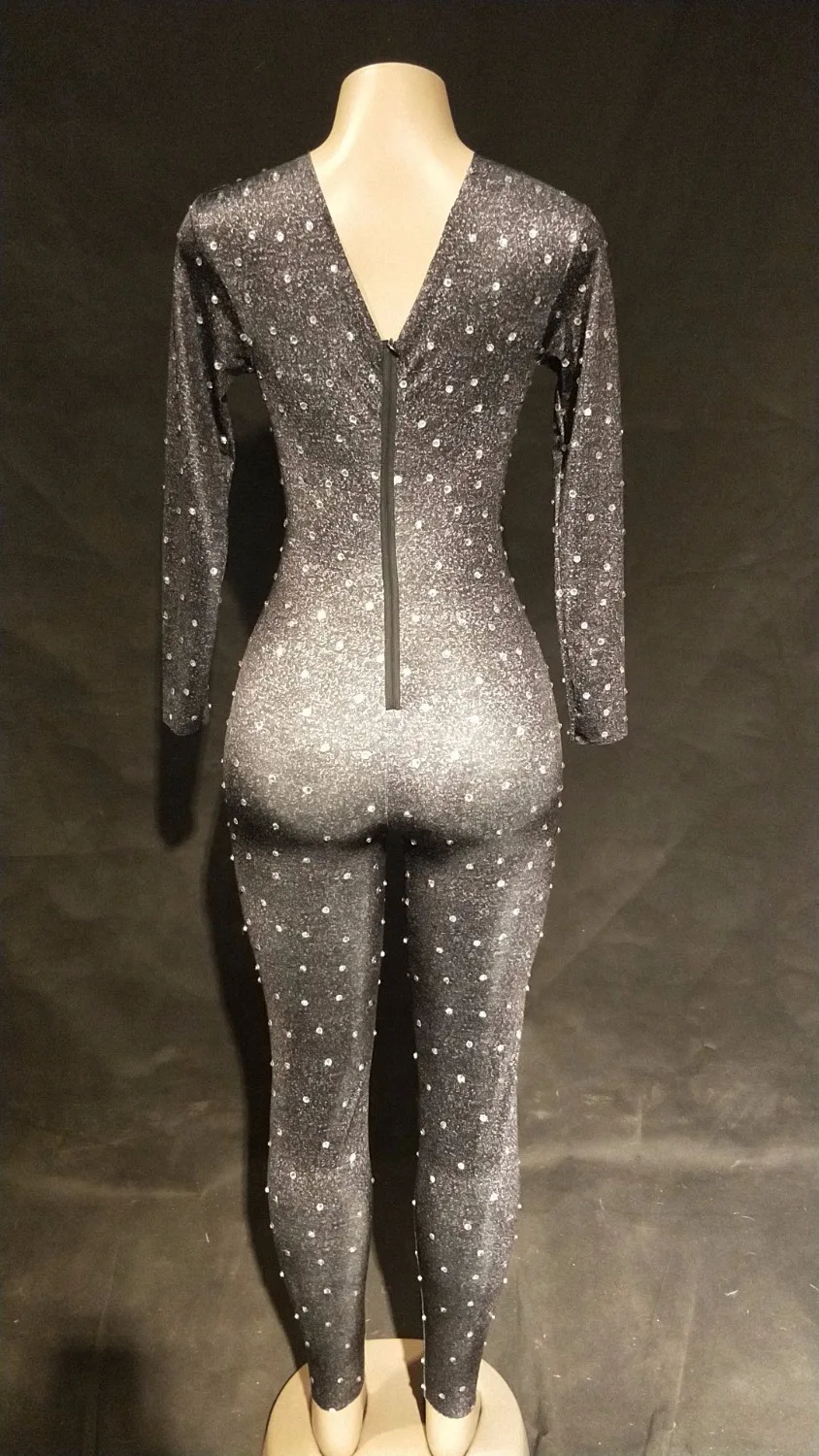 Женский сексуальный комбинезон с блестящими камнями черный женские комбинезоны