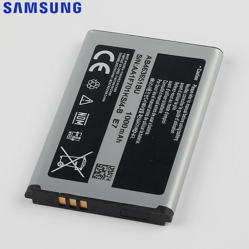 Оригинальный аккумулятор Samsung для J800 S3650 L700 W559 S5628 C3222 S7070 S5608 S3370 B3410 F339 AB463651BC AB463651BE