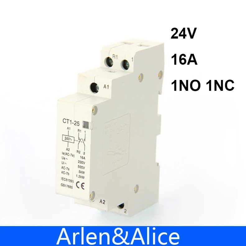 2P 16A 24V 50/60HZ Din рейка бытовой модульный контактор переменного тока 1NO 1NC modular