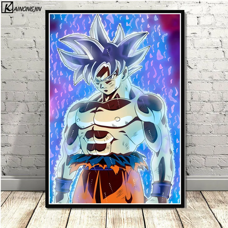 012 Dragon Ball Z плакат Wall Art супер Goku Ultra освоить Холст Плакаты с живописью и принты комнаты декорации Декор для дома - Цвет: 012