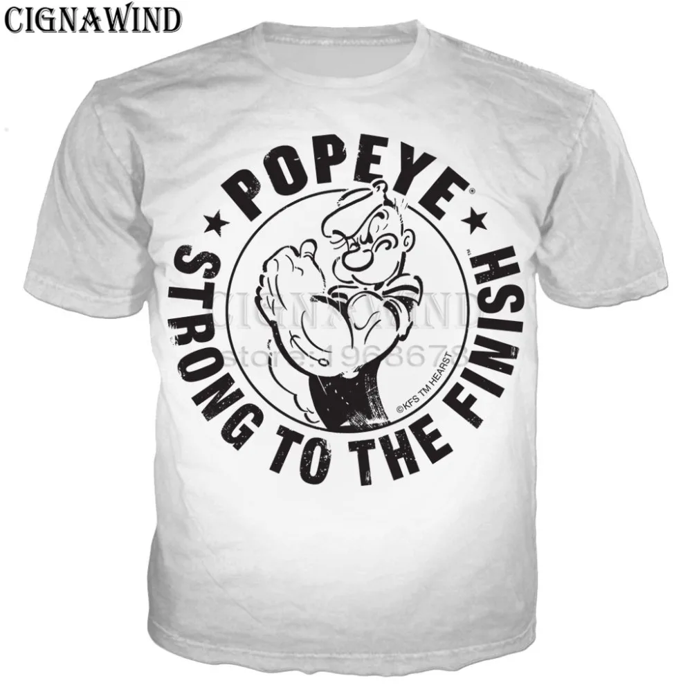 Модная дизайнерская футболка с мультяшным аниме Popeye для мужчин/женщин, футболки с 3D принтом, унисекс, футболка в стиле Харадзюку, уличная одежда, топы