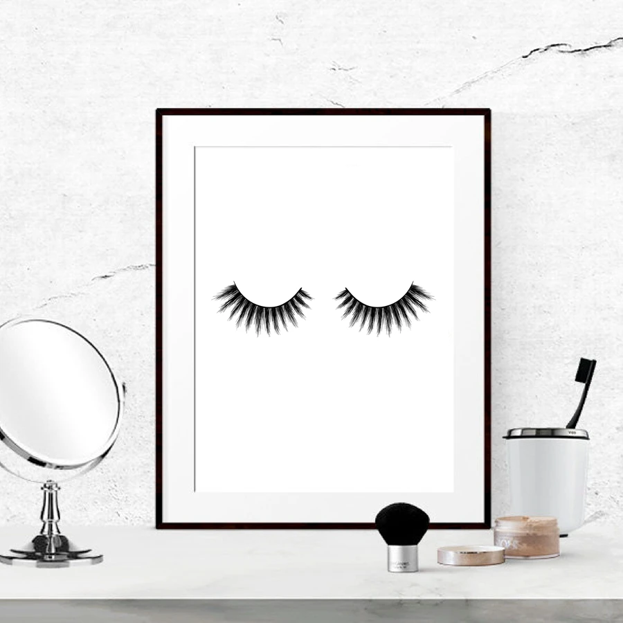Eyelashes Fashion Print Wall Art Decor Modern Minimalist Beauty Product Lashes Poster Canvas Painting Girl Room Makeup | Дом и сад