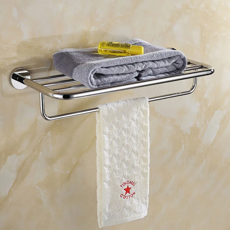 Towel Shelf SUS 304, нержавеющая сталь, набор аксессуаров для ванной комнаты, хромированный полированный держатель для зубных щеток, держатель для бумаги, держатель для полотенец, аксессуары для ванной комнаты - Цвет: Towel Shelf