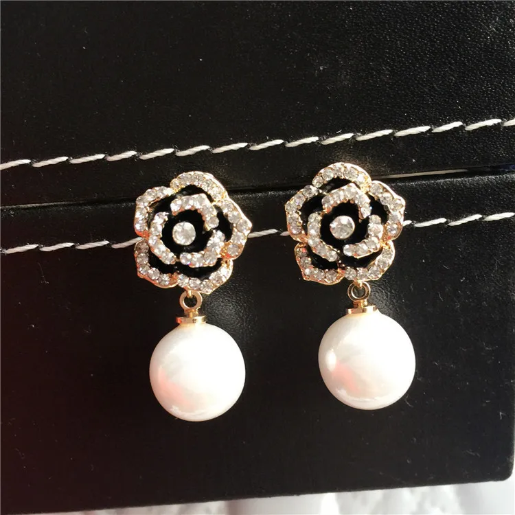 E50 Камелия цветы жемчуг роскошный известный бренд boucles d'oreille Ювелирные серьги