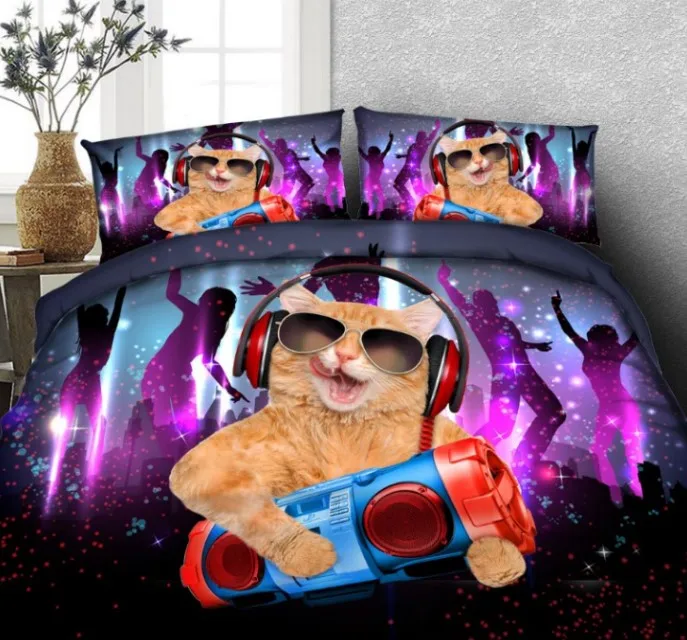

Cat 3D Bedding set Bed sheet Duvet cover Super King Queen size twin full double bed in a bag linen doona bedspread bedset 4pcs