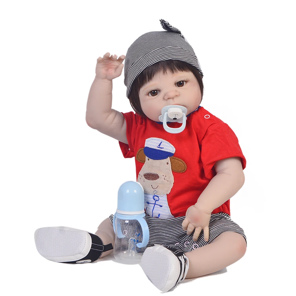 

23'' Full Silicone Vinyl Reborn Dolls Babies With Magnetic Pacifier Realistic Reborn Dolls bebe boy reborn menino Kids toy gift
