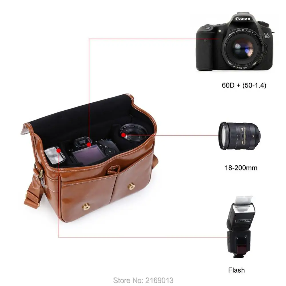 Ретро ПУ кожа водонепроницаемый DSLR чехол для slr-камеры DV сумка на плечо для Nikon Canon sony повседневные модные сумки