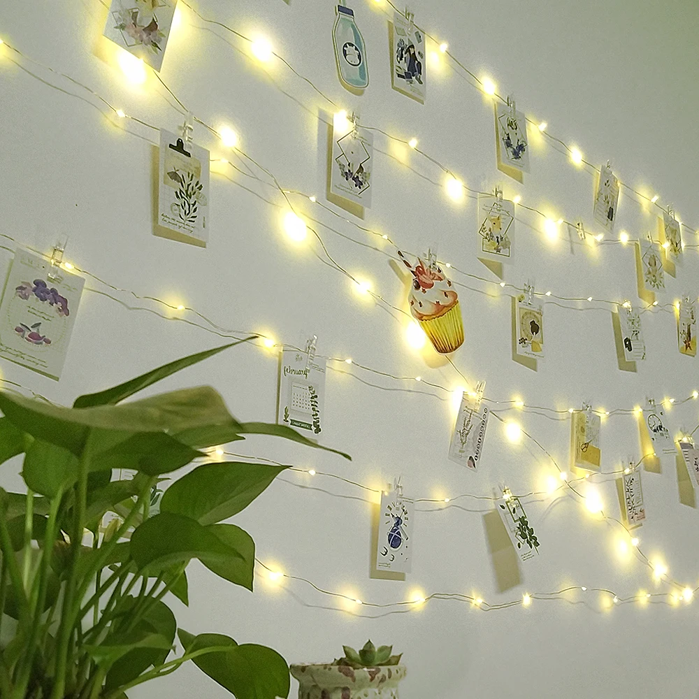 Light Chain Garland Clips Photo Lights Outdoor Indoor guirlande Bedroom Living Room Decoration Party Christmas LED String Lights