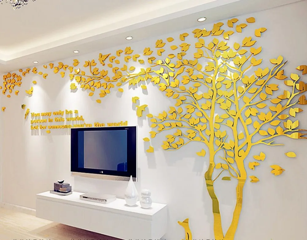 Creative 3 d tree acrylic wall stickers sitting room sofa TV setting of interior decoration | Дом и сад