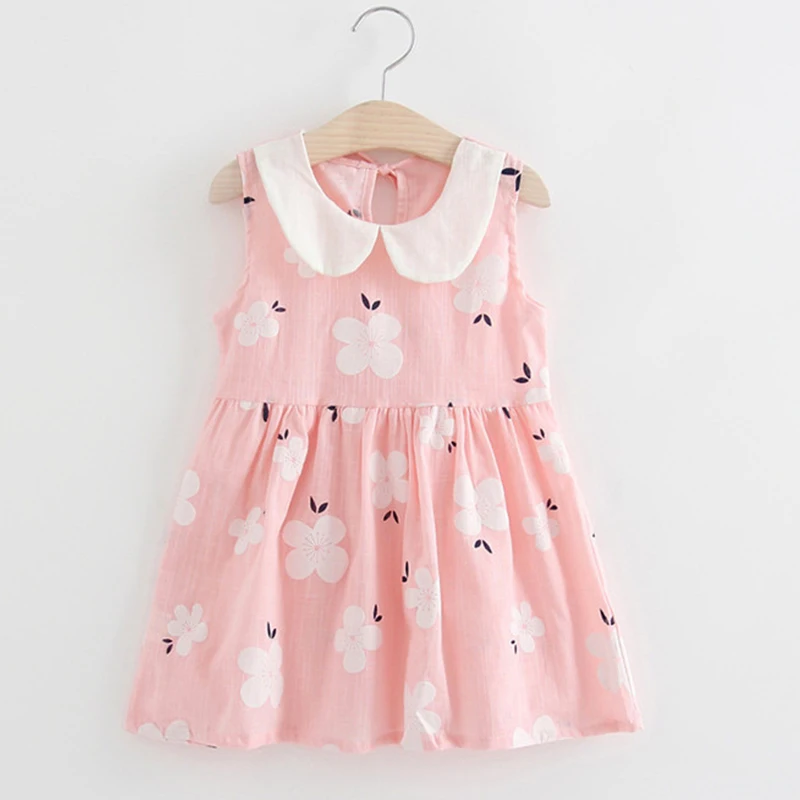 Baby Girls Dress Infant Kids Sleeveless Vestidos A-Line Peter Pan Collar Children Clothes Summer 2 to 7 Years Old | Детская одежда и