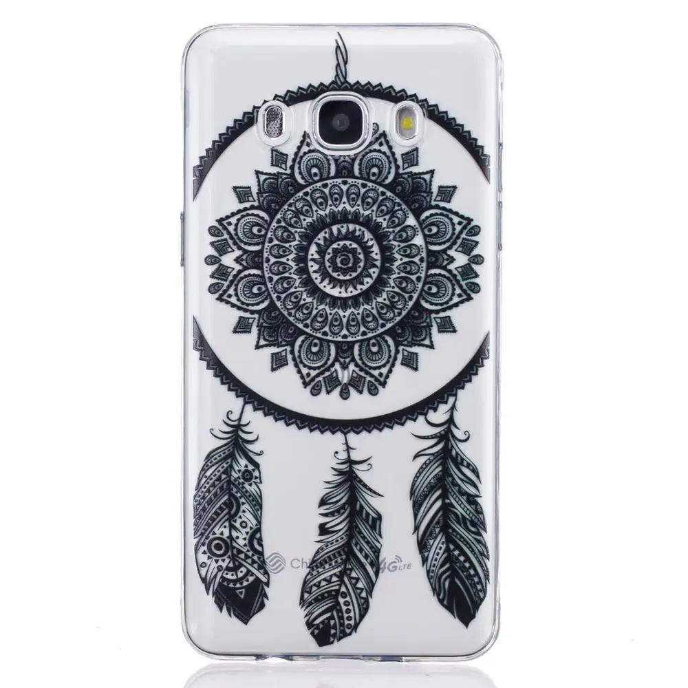 Черный Цветочные Пейсли Цветок Мандалы Рисунком Мягкий Чехол Для ТПУ Samsung Galaxy J510