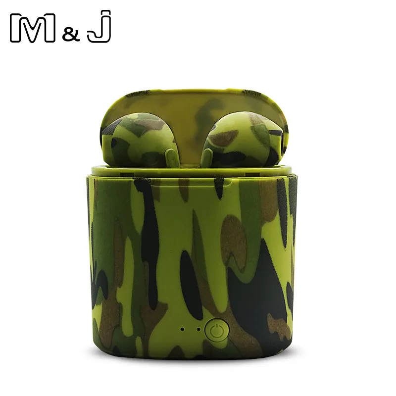Зеленый M& J I7S TWS camo наушники туры беспроводные Bluetooth двойные наушники Близнецы наушники стерео музыка гарнитура для всех Bluetooth мобильных - Цвет: Зеленый