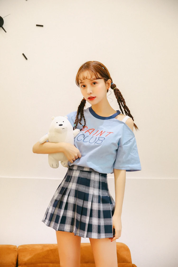 Женские юбки в японском стиле панк Kawaii Ulzzang Ретро плиссированная клетчатая юбка