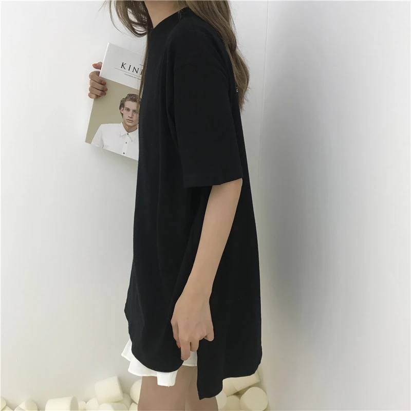 Eleindole летние женские футболки с буквенным принтом свободные опрятный длинный