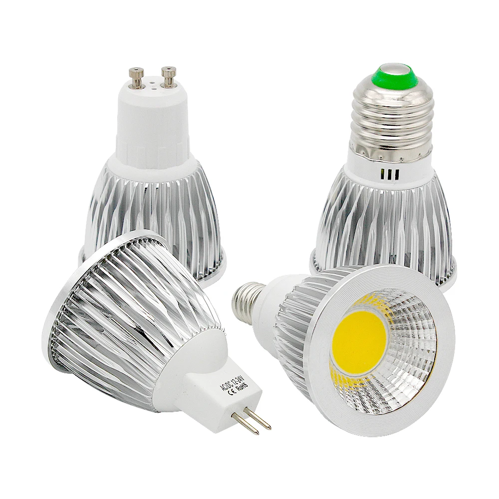 Светодиодный точечный светильник Ampoule COB GU10 3 Вт 5 7 E27 E14 лампа Bombillas с регулируемой