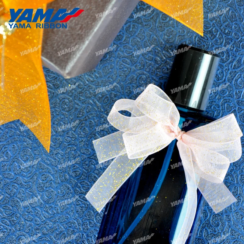 YAMA спрей Блестящая лента из органзы с принтом 200 ярдов/рулон золотистый