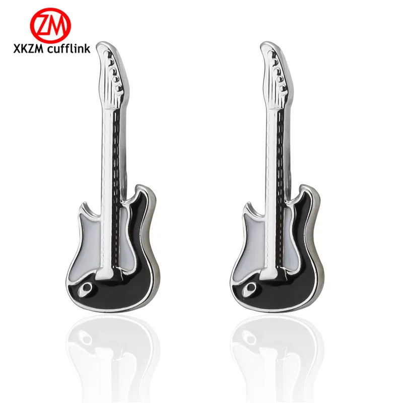 Серебристые брендовые запонки для гитары высокое качество мужская рубашка