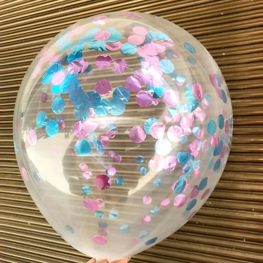 1.5 Pink Blue Mix 5 шт./лот 12 дюймов латексные шары конфетти День рождения украшения для детей и взрослых Globos воздушные шары Baby Shower вечере украшения - Цвет: 1.5 Pink Blue Mix