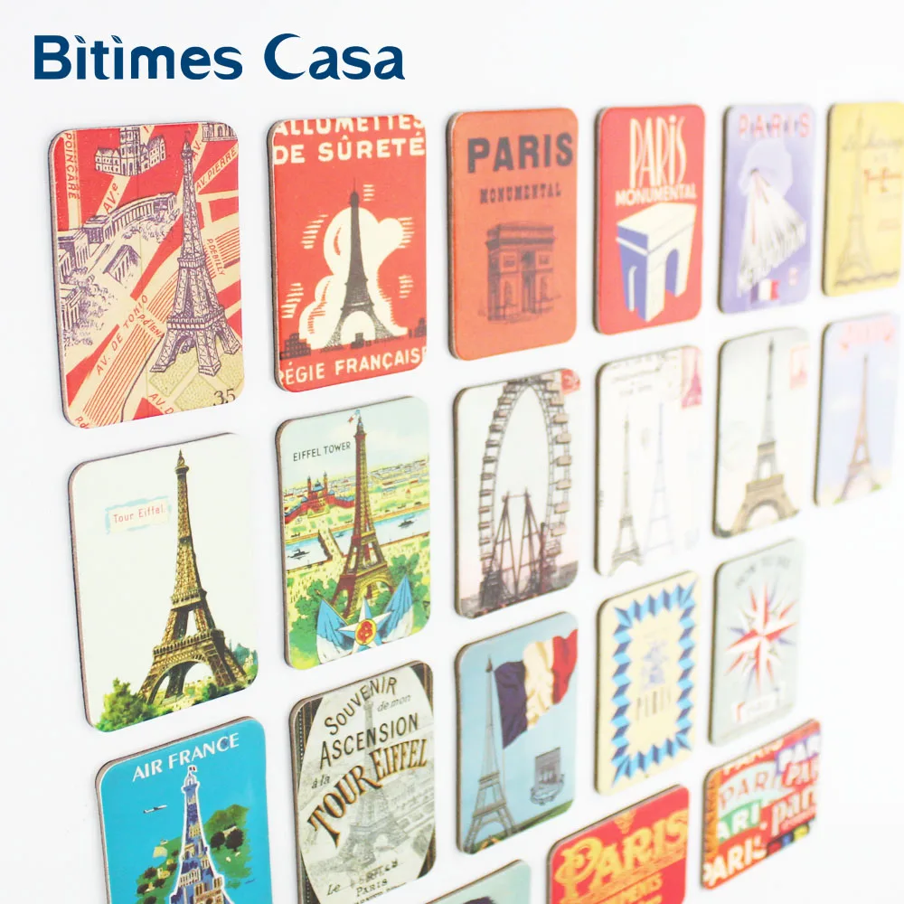 Набор магнитов для холодильника Bitimes 24 шт. с Парижской башней магнитные наклейки