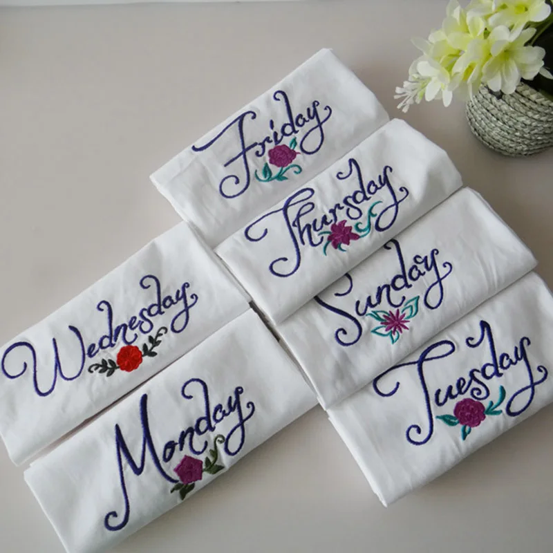 

High-quality Embroidered Tea Towels Cotton Napkins 7pcs Table Napkins Home Kitchen Servetten Wedding Cloth Napkins 45*65cm