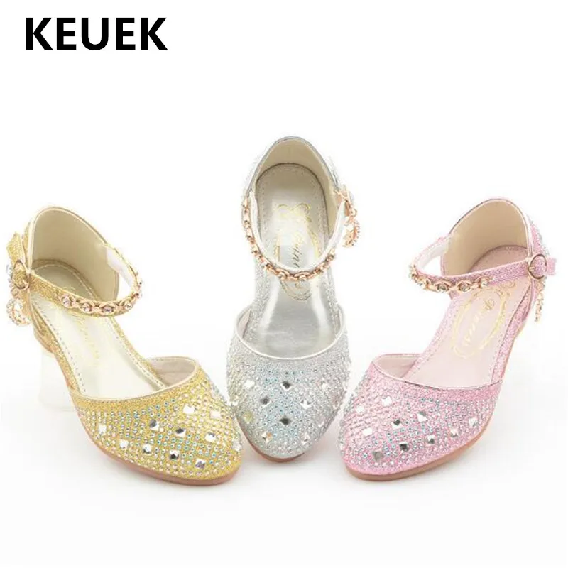 

Сезон весна-лето; Новинка; Обувь с украшением в виде кристаллов обувь для девочек платье принцессы со стразами для детей вечерние танцеваль...