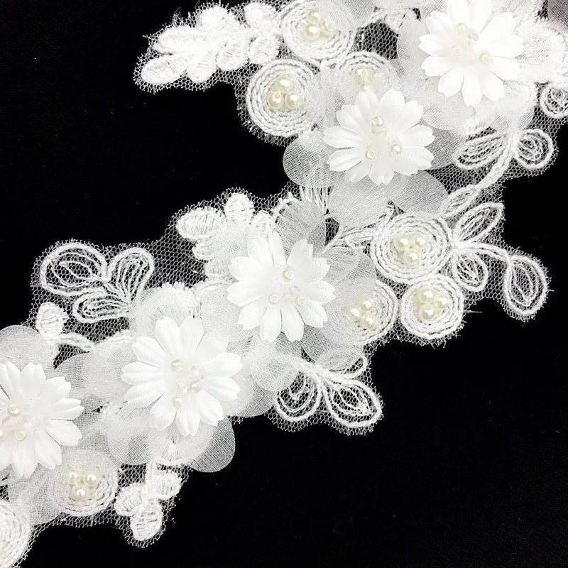 1 Пара Розовых Белых Пайеток Жемчужных Свадебных Платьев Аппликация DIY Невеста Аксессуары Для Волос Кружевной Заплатки Цветок.