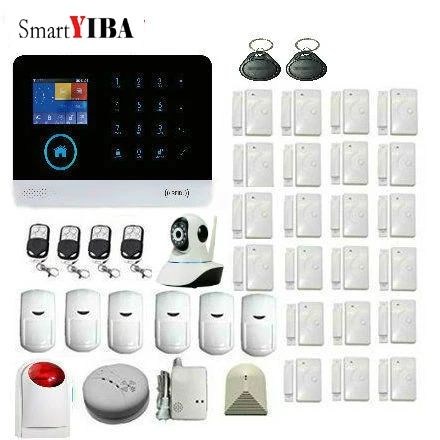 SmartYIBA WIFI/GSM/GPRS Home Security Alarm System LCD Touch Screen Wireless SMS Call App Alert Android IOS Burglar Kits | Безопасность