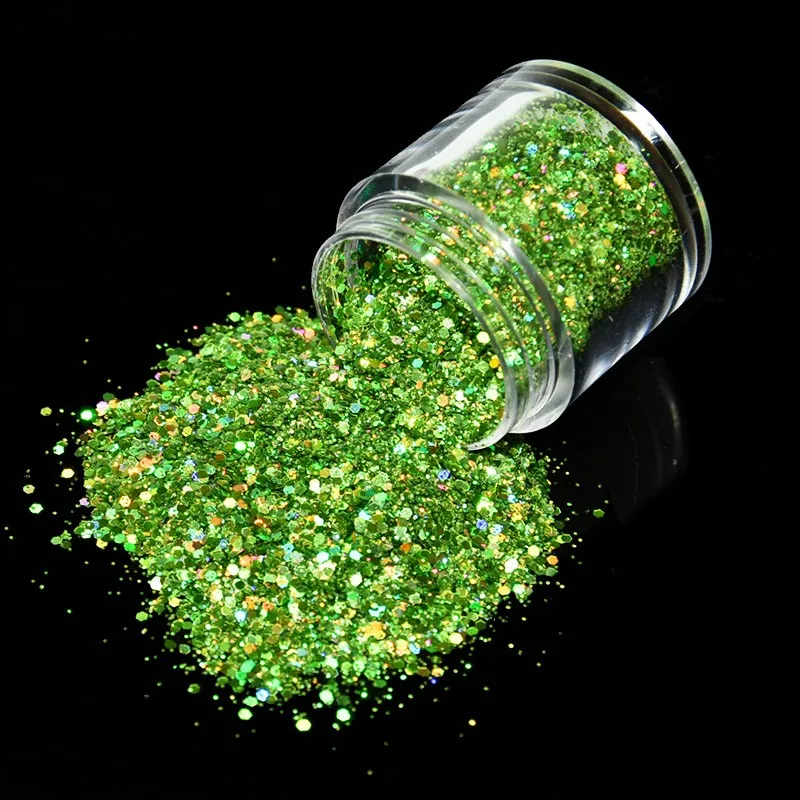 03 grass green 1 коробка 10 мл голографические пайетки для ногтей хлопья 12 цветов смешанные ультра-тонкие Красочные голограммы Блеск Порошковая голографическая хлопья для ногтей 10 г - Цвет: 03 grass green