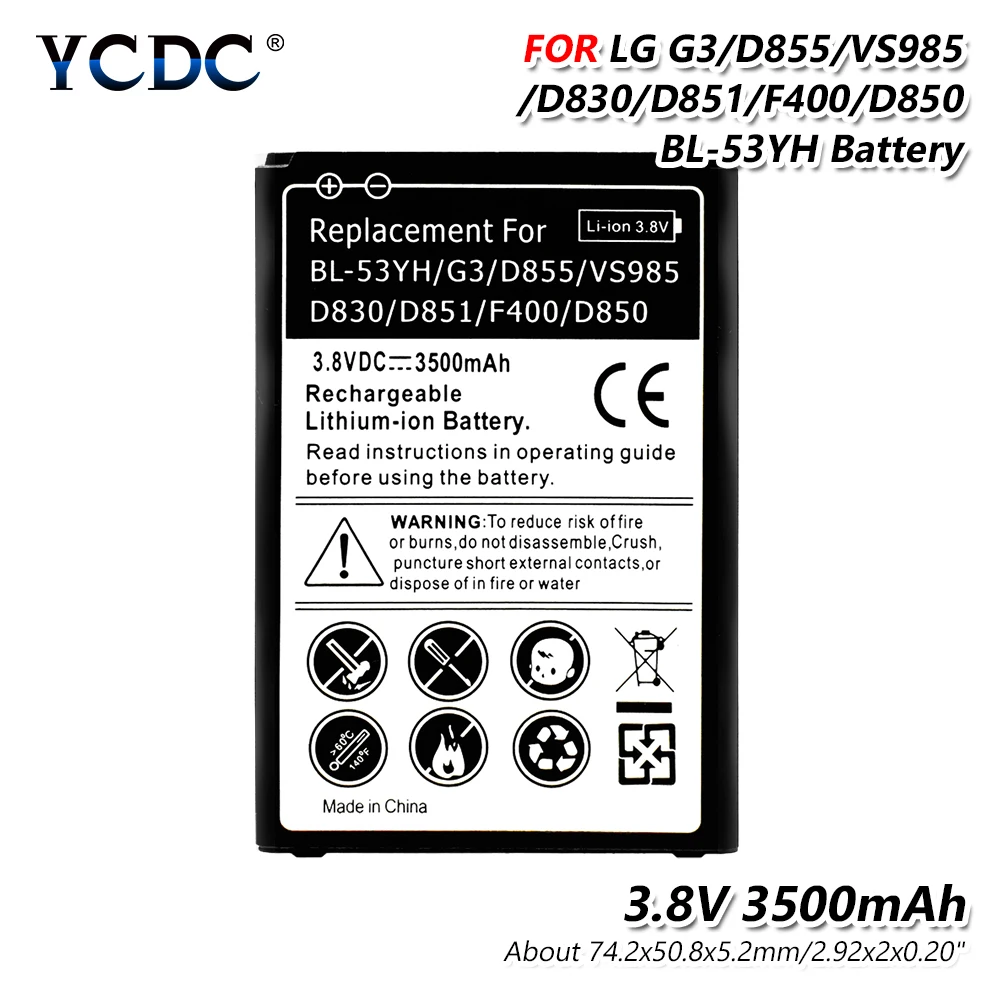 Смартфон 3 8 V 3500mAh литий ионная BL 53YH батарея для LG G3 D855 D852 LS990 F400 общие запасные