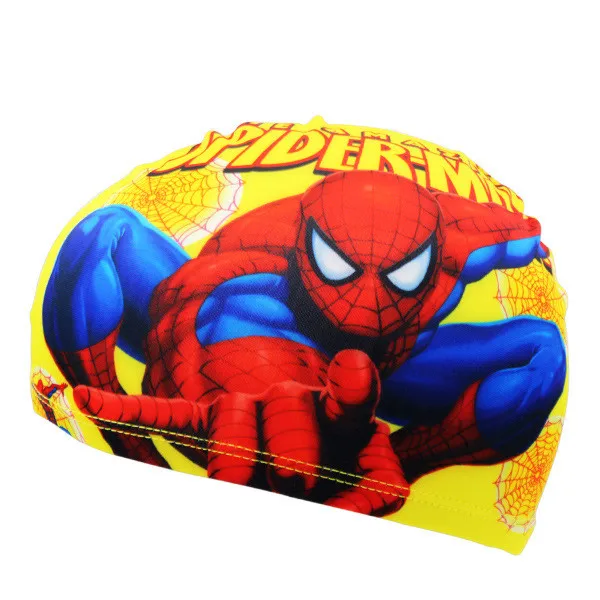 Тёмно-синий New Cute Cartoon Print Swimming Caps for Children Kids Polyster Pool Swim Caps for Long Hairs Swim Hat Bathing Caps for Baby - Цвет: Тёмно-синий