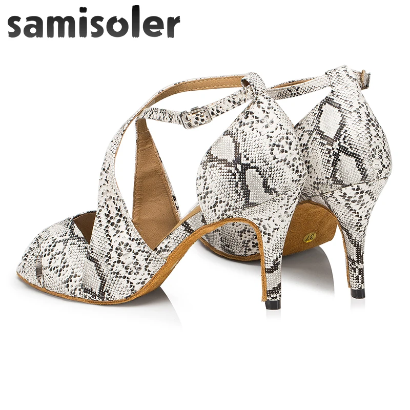 Samisoler Latin Dance Shoes Rainbow Colors bright PU Women's Salsa elegant Ballroom dancing shoes soft tango dance shoes heel