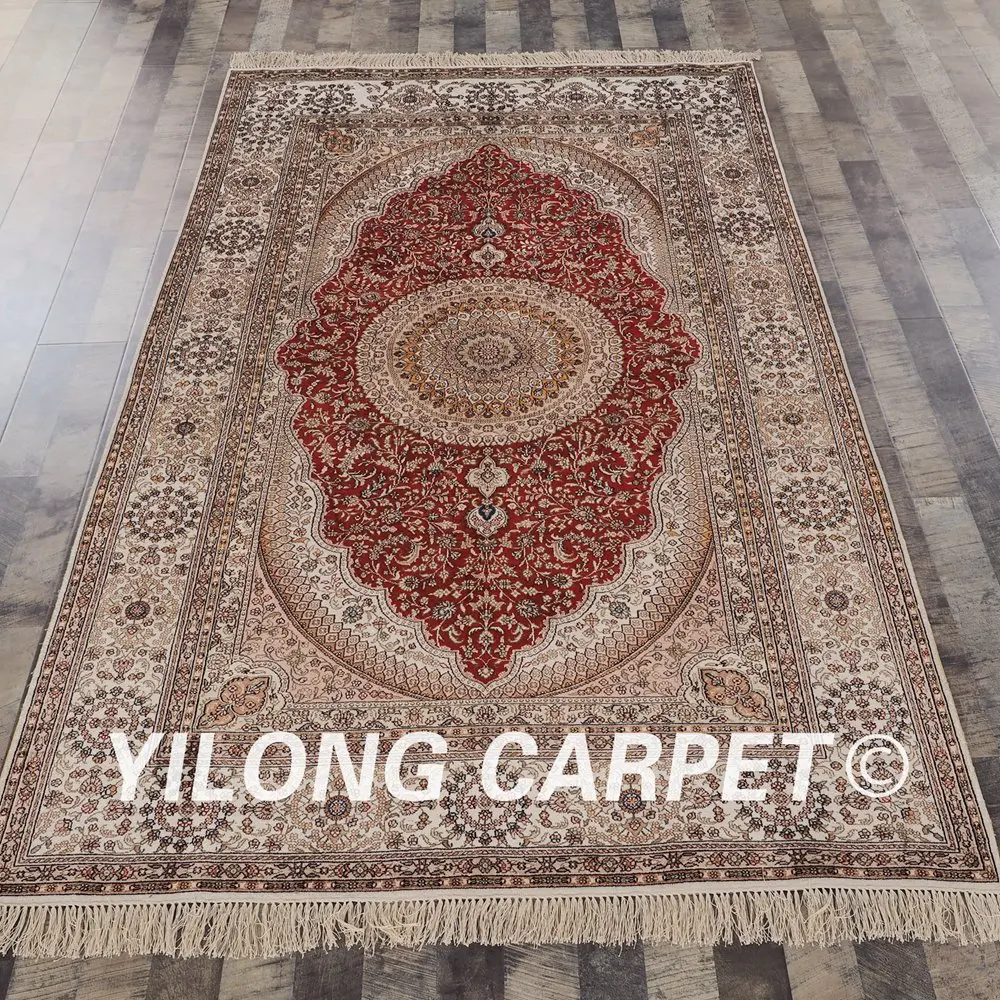 YILONG 5 'x 8' восточные китайские шелковые ковры ручной работы красные узелковые