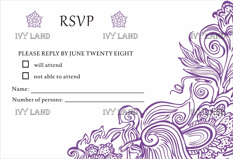 

Personalized RSVP Card with Free Envelope for Wedding / Party,50 pcs/lot,R5