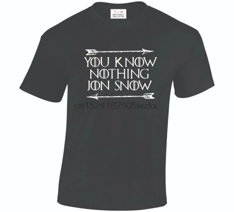 Футболка с надписью You Know Nothing Jon Snow Game Of Thrones|Мужские футболки| |