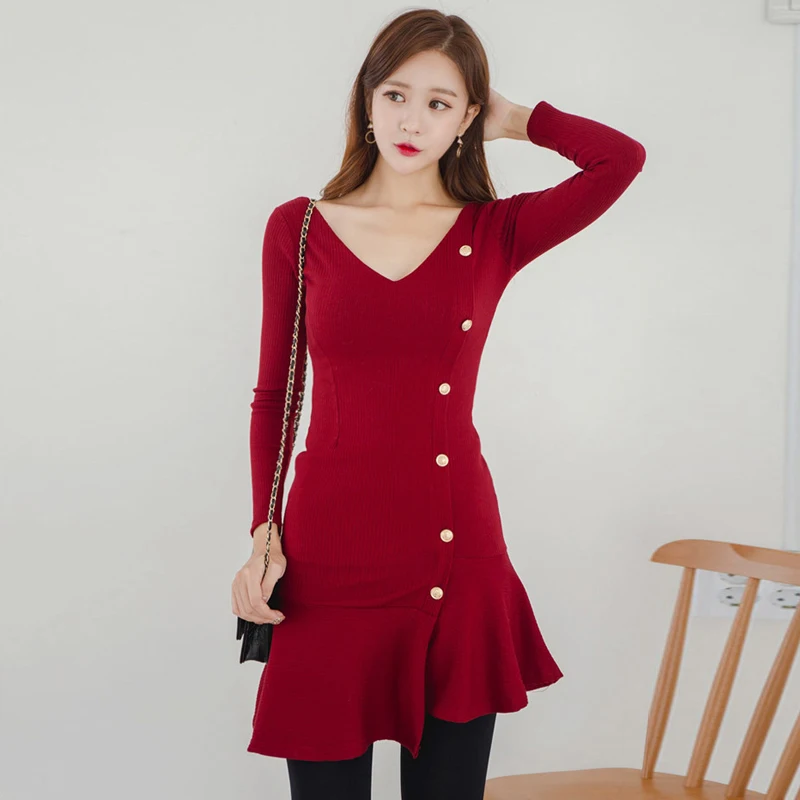 

Fashion women new arrival casual bouncy knit mini dress temperament elegant vintage sweet comfortable soft warm mermaid dress